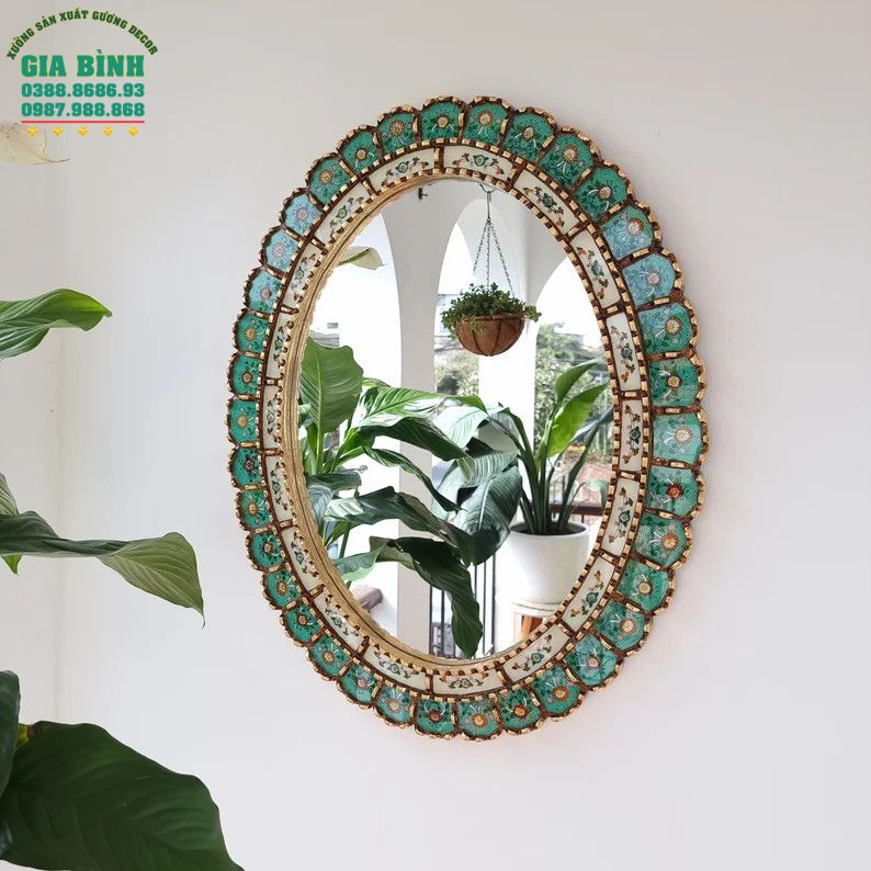Gương trang trí hình bầu dục viền độc đáo mã TT08