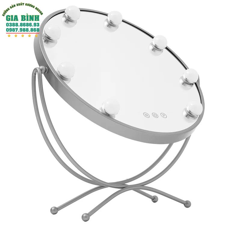 Gương trang điểm kim loại Led có đế đứng mã TĐ08