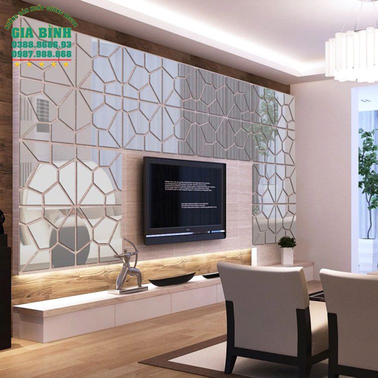 Gương dán tường 3D Acrylic họa tiết hình học đồ họa mã DT03