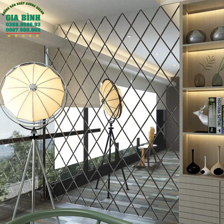Gương dán tường Acrylic 3D hình thoi đơn giản mã DT05