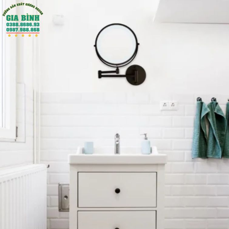 Gương dán tường hình tròn có đèn led mã DT12