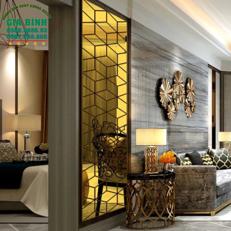 Gương dán tường hình thoi tạo kiểu độc đáo mã DT04