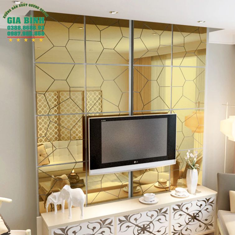 Gương dán tường 3D Acrylic họa tiết hình học đồ họa mã DT03