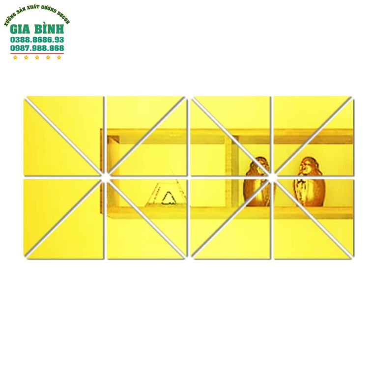 Gương dán tường Acrylic thiết kế hình tam giác đơn giản mã DT14