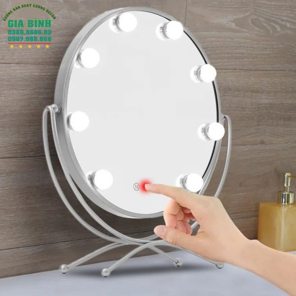 Gương trang điểm kim loại Led có đế đứng mã TĐ08