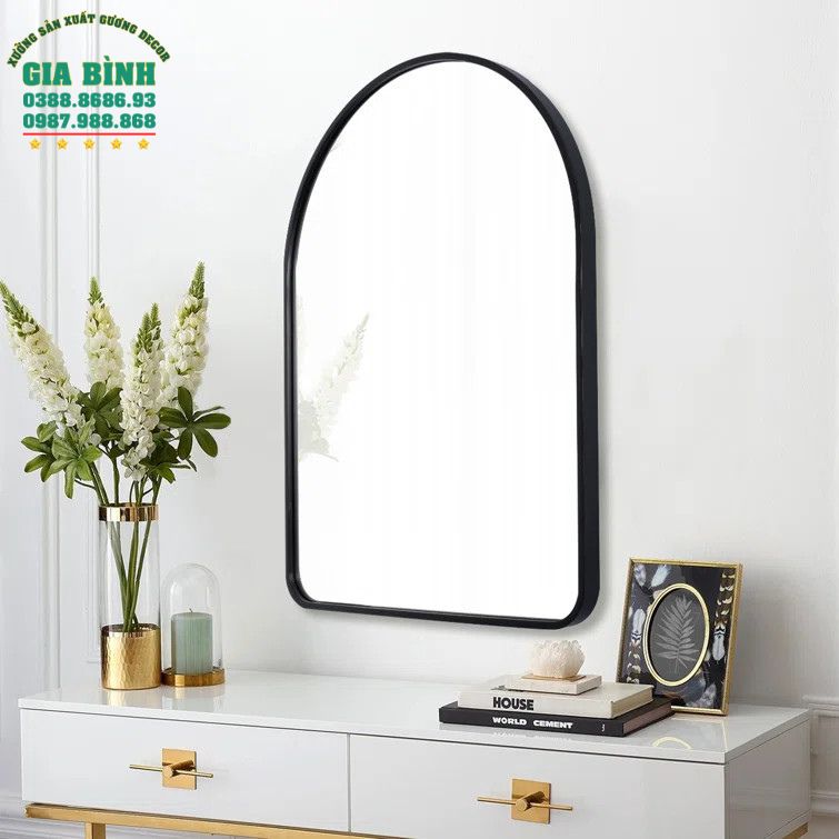 Gương trang điểm hình vòm khung kim loại mã TĐ15