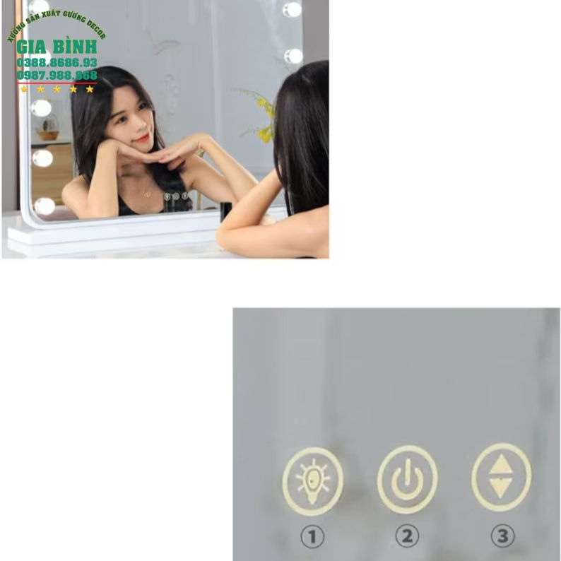 Gương trang điểm có chân đế và đèn Led mã TĐ14