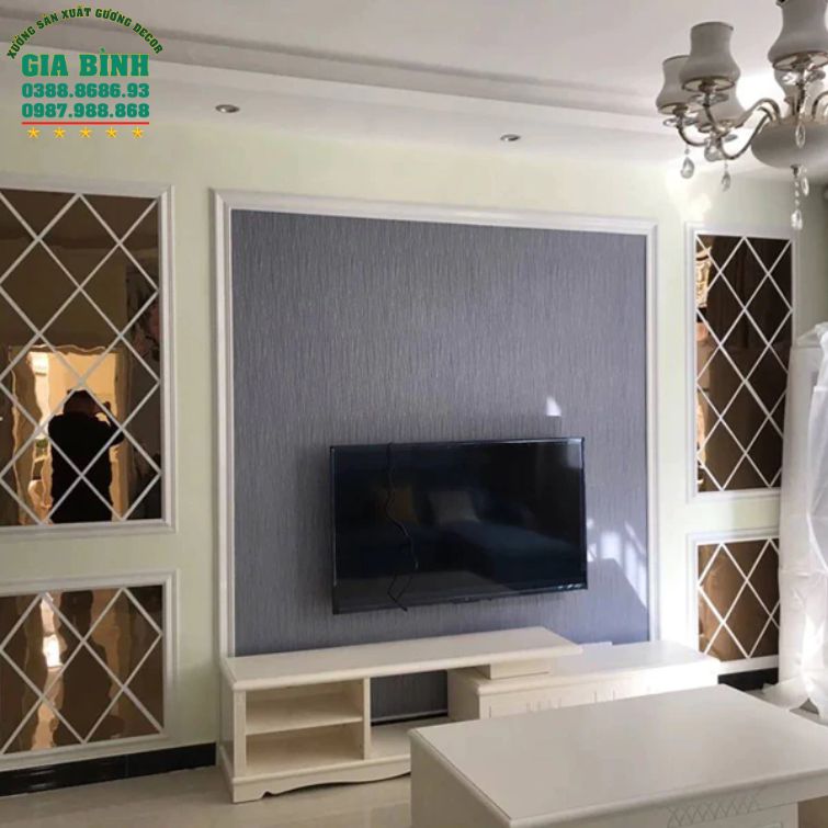 Gương dán tường Acrylic 3D hình thoi đơn giản mã DT05