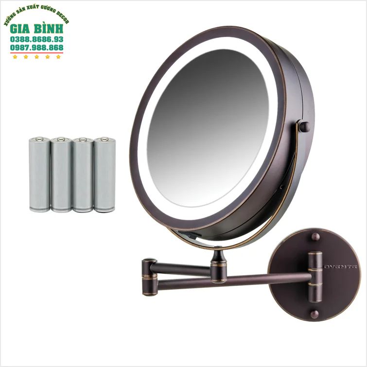 Gương dán tường hình tròn có đèn led mã DT12