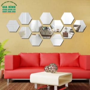 Gương dán tường Acrylic thiết kế hình lục giác độc đáo mã DT15