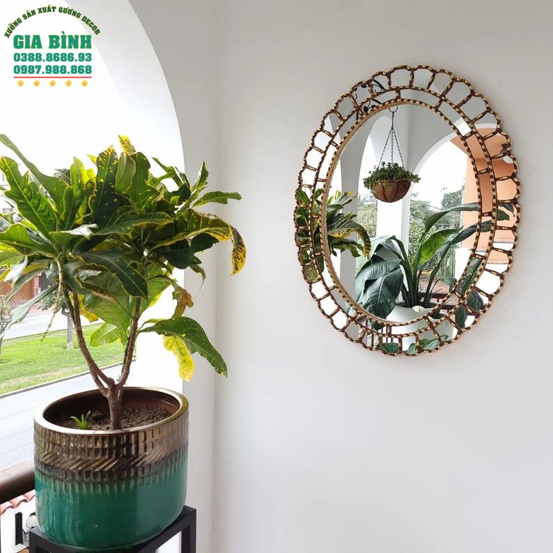 Gương trang trí hình bầu dục viền độc đáo mã TT08