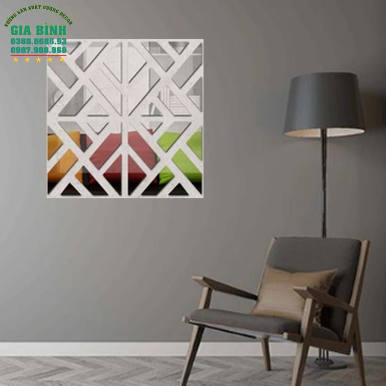 Gương dán tường Acrylic thiết kế hình học mới lạ mã DT18
