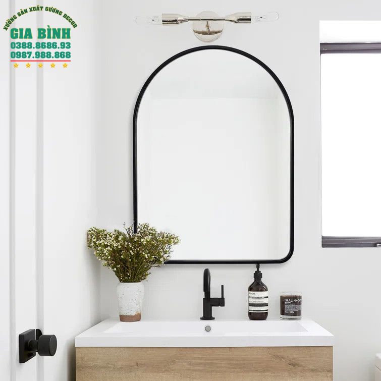 Gương trang điểm hình vòm khung kim loại mã TĐ15