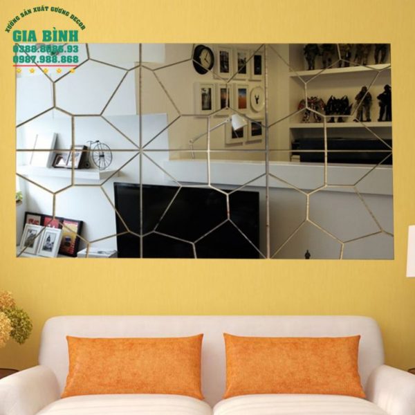 Gương dán tường 3D Acrylic họa tiết hình học đồ họa mã DT03