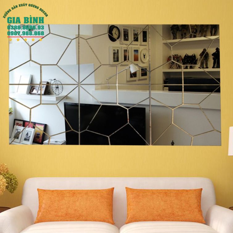 Gương dán tường 3D Acrylic họa tiết hình học đồ họa mã DT03