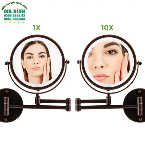 Gương dán tường hình tròn có đèn led mã DT12