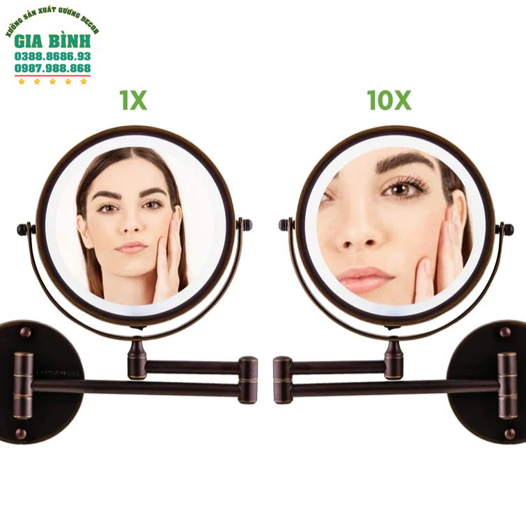 Gương dán tường hình tròn có đèn led mã DT12
