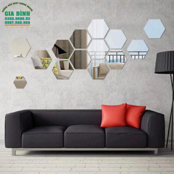 Gương dán tường Acrylic thiết kế hình lục giác độc đáo mã DT15