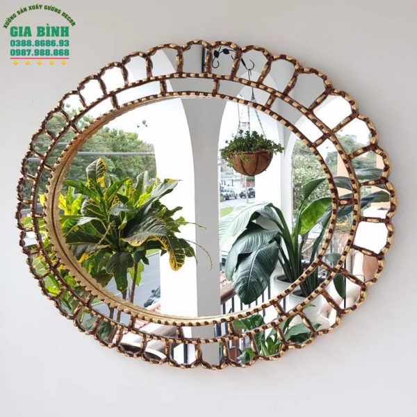Gương trang trí hình bầu dục viền độc đáo mã TT08