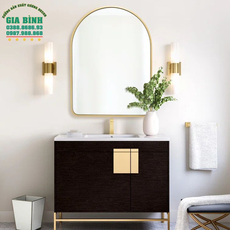Gương trang điểm hình vòm khung kim loại mã TĐ15
