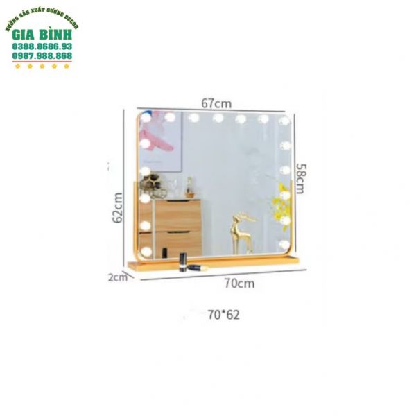 Gương trang điểm có chân đế và đèn Led mã TĐ14