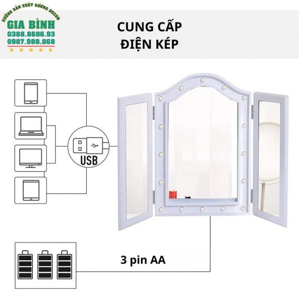 Gương bàn trang điểm Larose có đèn chiếu sáng mã TĐ20