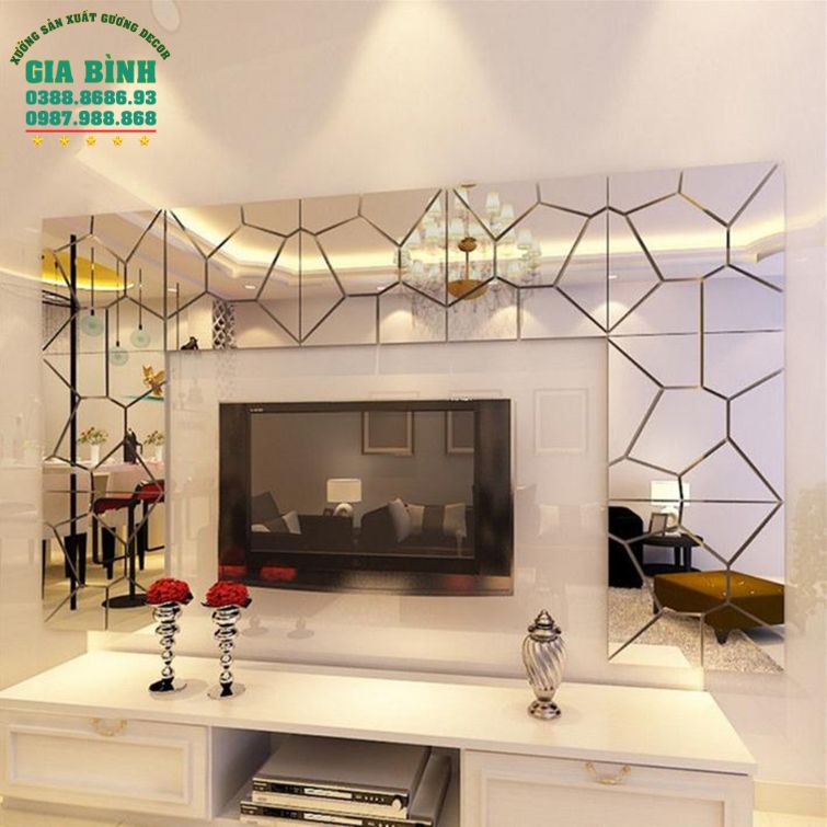 Gương dán tường 3D Acrylic họa tiết hình học đồ họa mã DT03