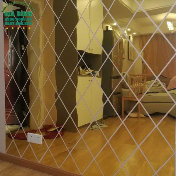 Gương dán tường Acrylic 3D hình thoi đơn giản mã DT05