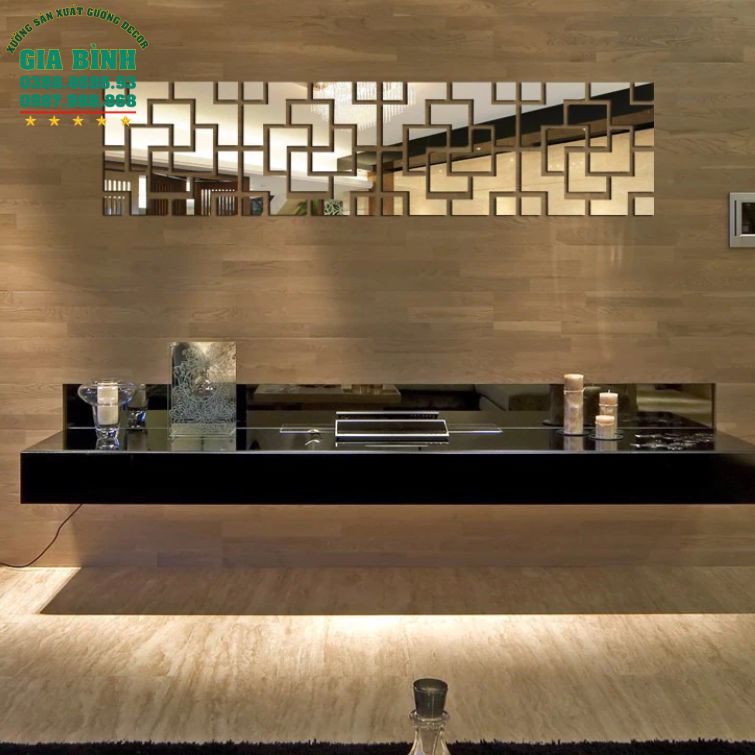 Gương dán tường Acrylic thiết kế hình học sáng tạo mã DT06