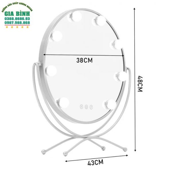 Gương trang điểm kim loại Led có đế đứng mã TĐ08
