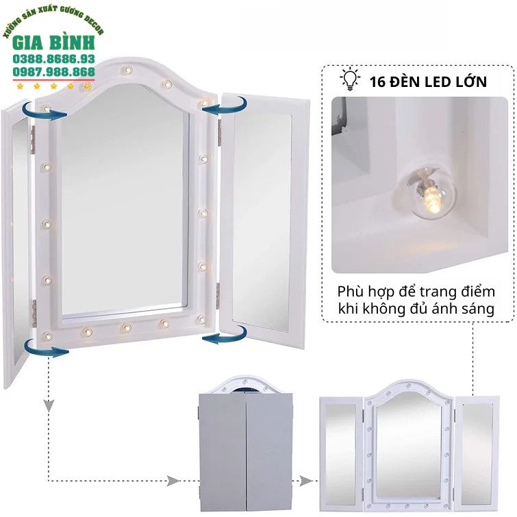 Gương bàn trang điểm Larose có đèn chiếu sáng mã TĐ20