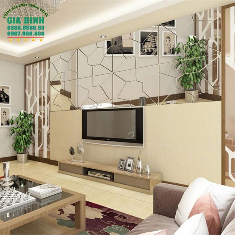 Gương dán tường 3D Acrylic họa tiết hình học đồ họa mã DT03