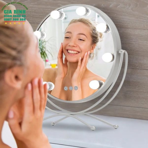 Gương trang điểm kim loại Led có đế đứng mã TĐ08