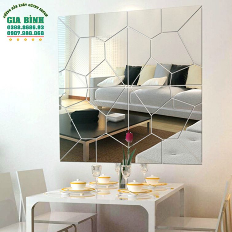 Gương dán tường 3D Acrylic họa tiết hình học đồ họa mã DT03