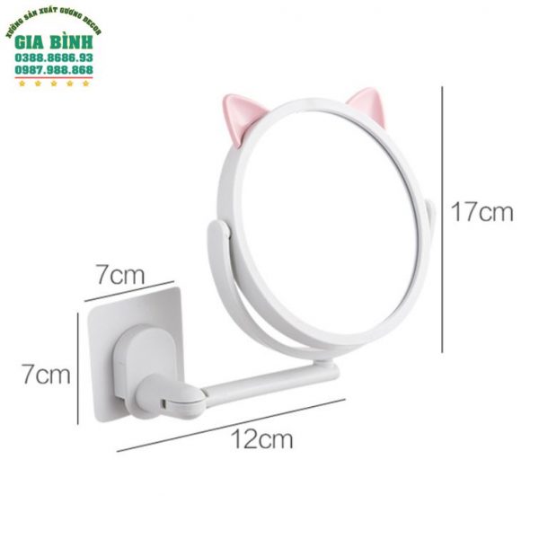 Gương dán tường mini hình tai thỏ đáng yêu mã DT11